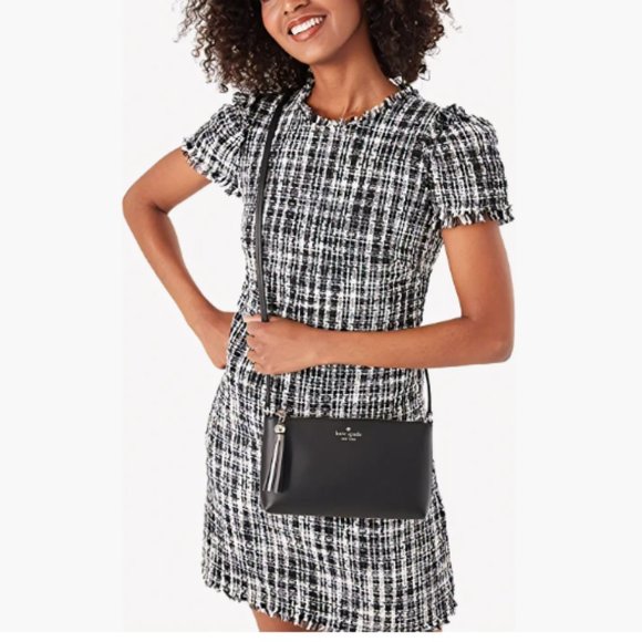 Kate Spade Ivy Street Amy Black Smooth Leather Crossbody Bag WKRU4856 NWT - Picture 1 of 9